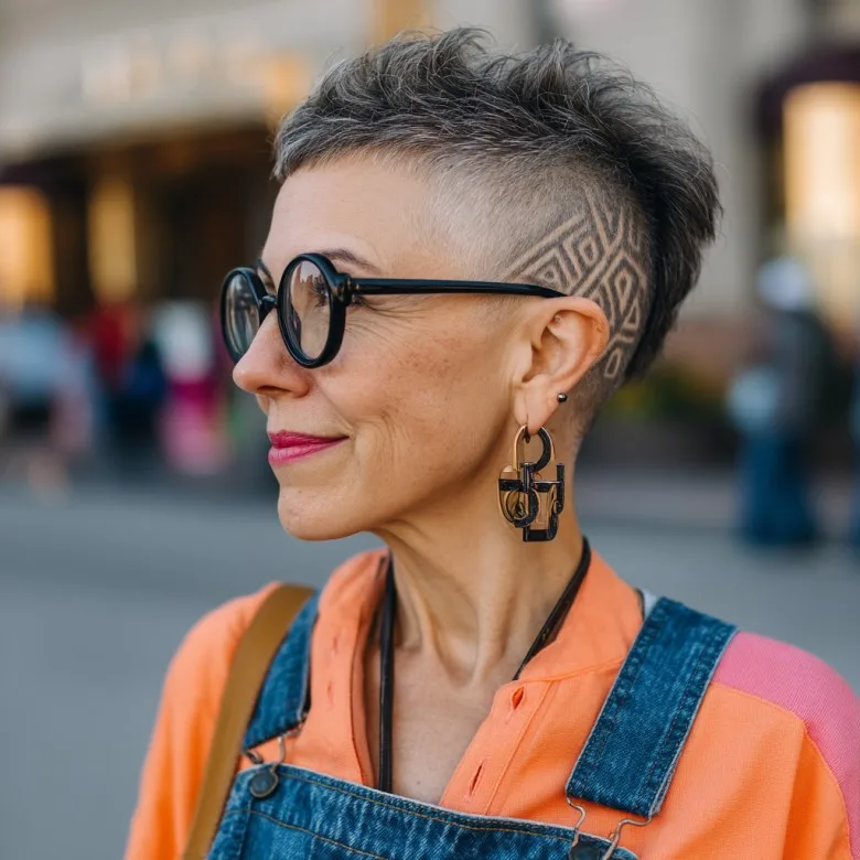 Edgy Short Pixie with Geometric Undercut