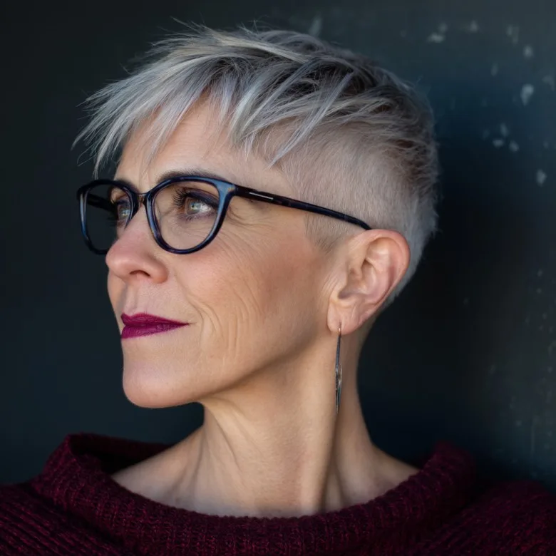 Edgy Short Pixie with Shaved Sides