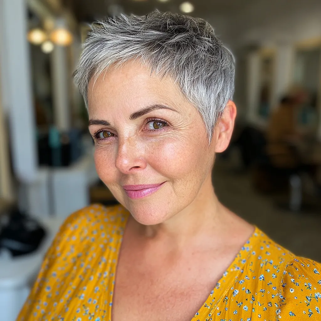 Edgy Silver Pixie Cut with Textured Layers