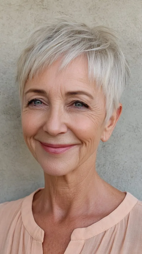 Effervescent Silver Frost Tousled Pixie