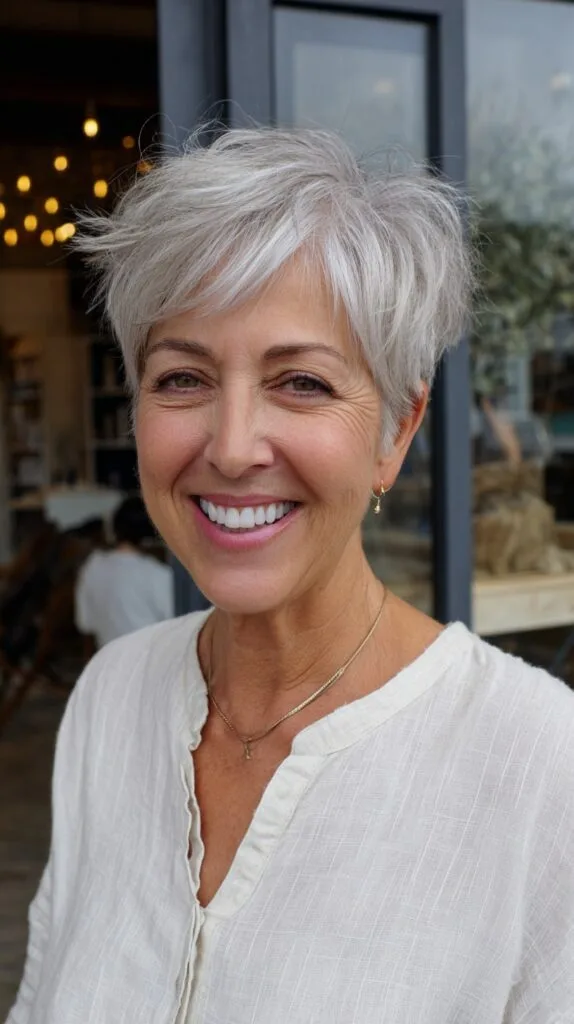 Effervescent Silver Wispy Pixie with Soft Texturing
