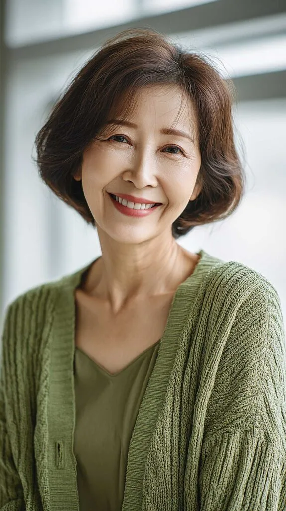 Effortless dark brunette bob with side-swept volume