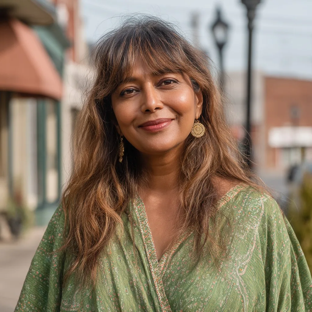 Effortless Layered Curtain Bangs with Soft Waves