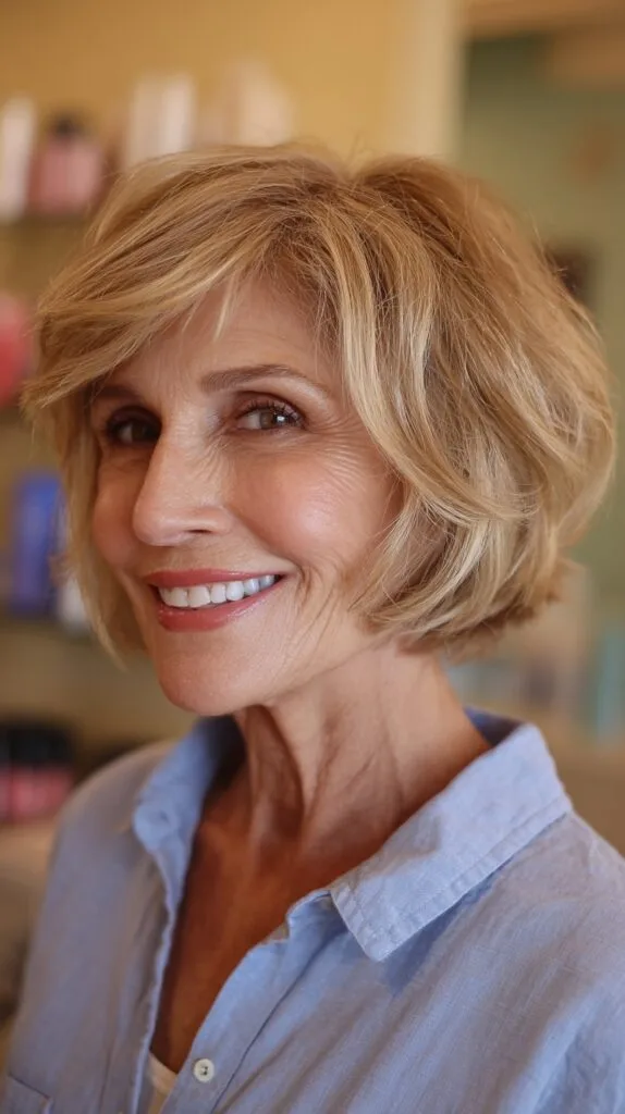 Effortless Light Blonde Shag for Mature Women