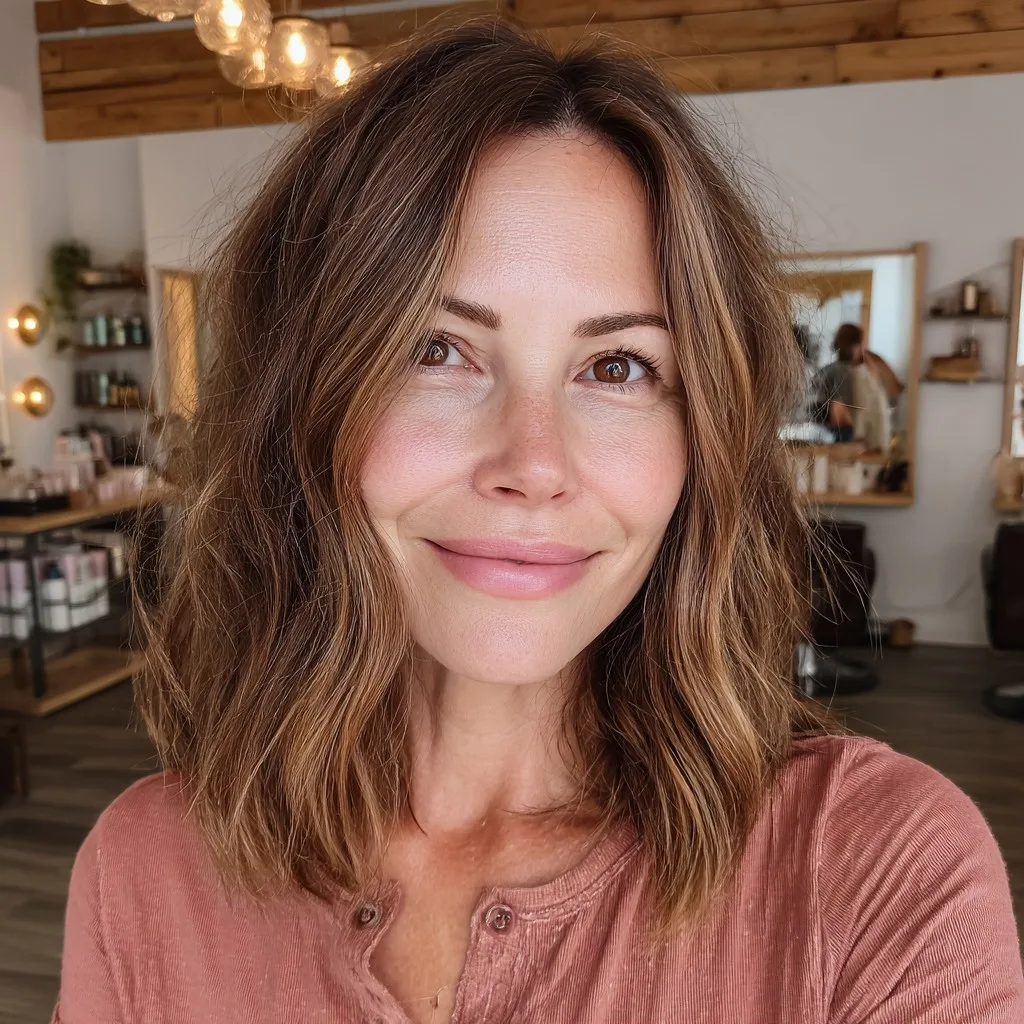 Effortless Textured Midi Bob with Subtle Waves