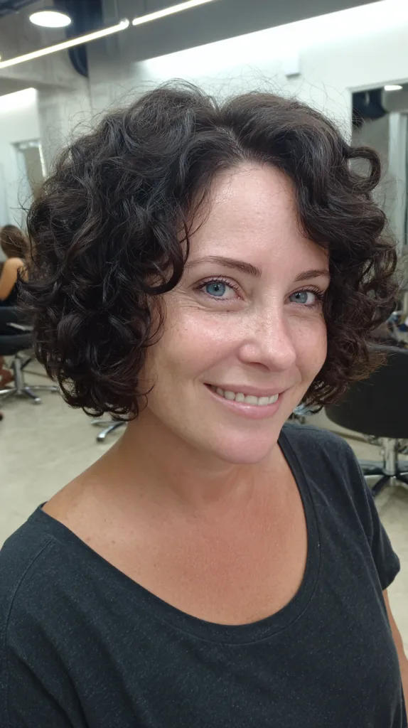 Effortlessly Chic Curly Bob with Soft Volume