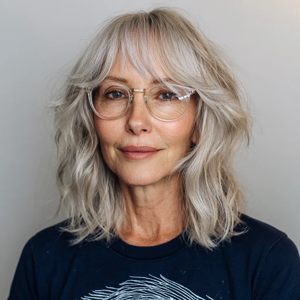 Effortlessly Chic Long Choppy Bob with Loose Waves