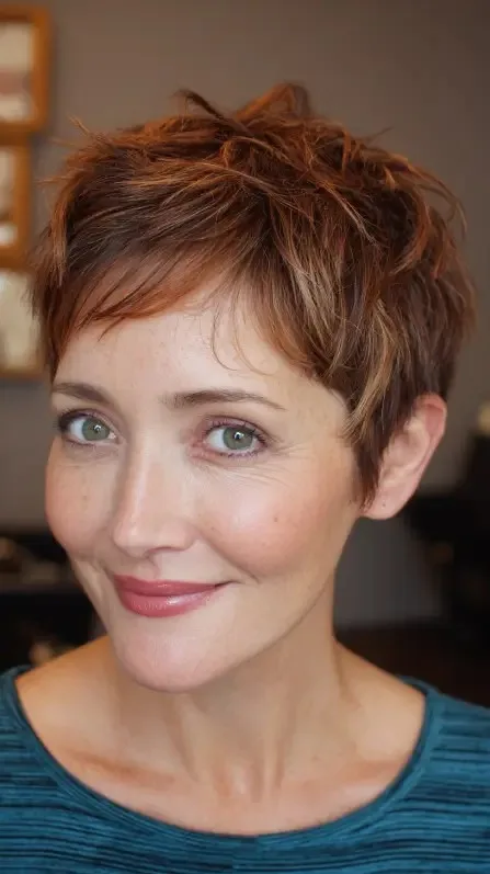 Effortlessly Chic Textured Pixie Cut with Subtle Highlights
