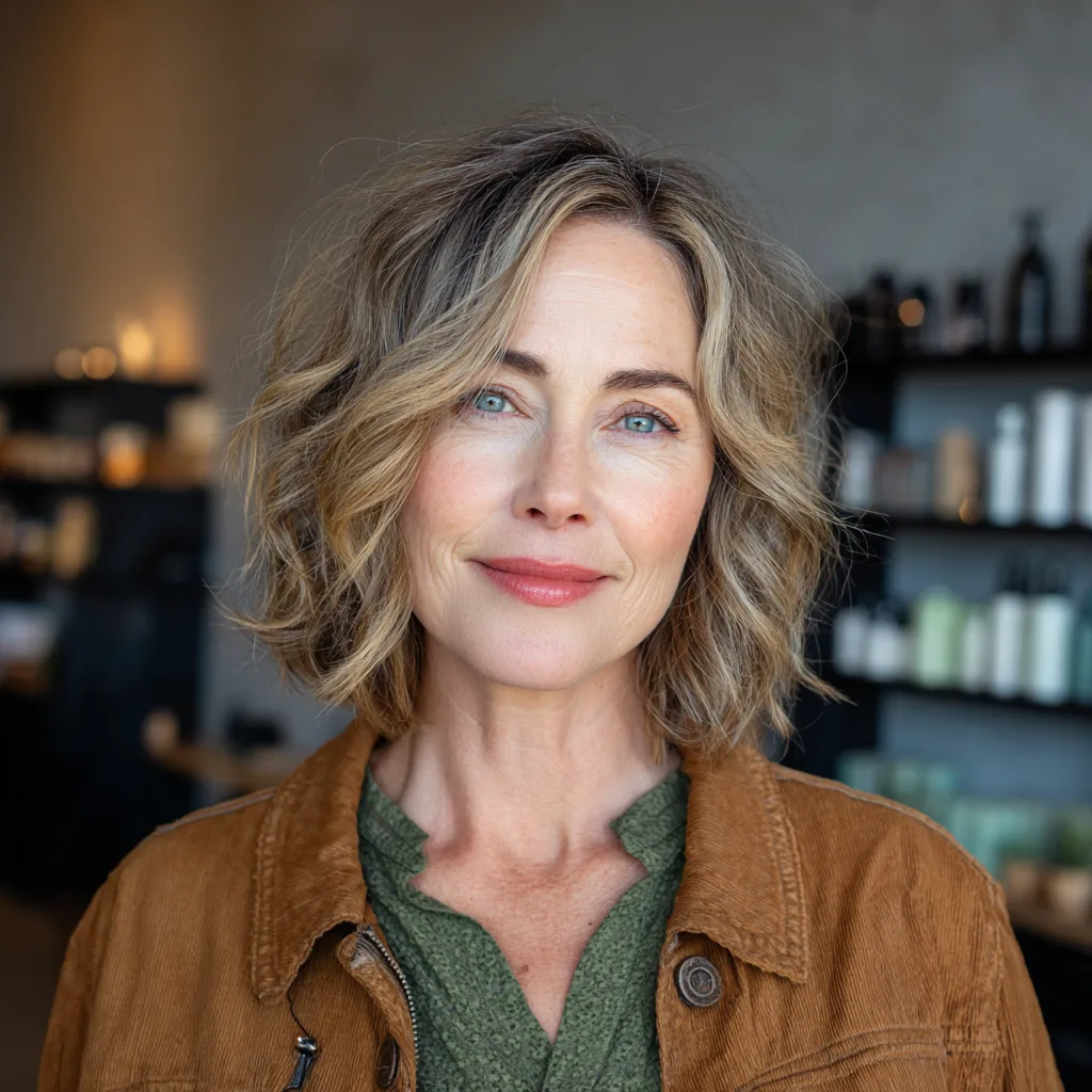 Effortlessly Chic Textured Shoulder-Length Cut