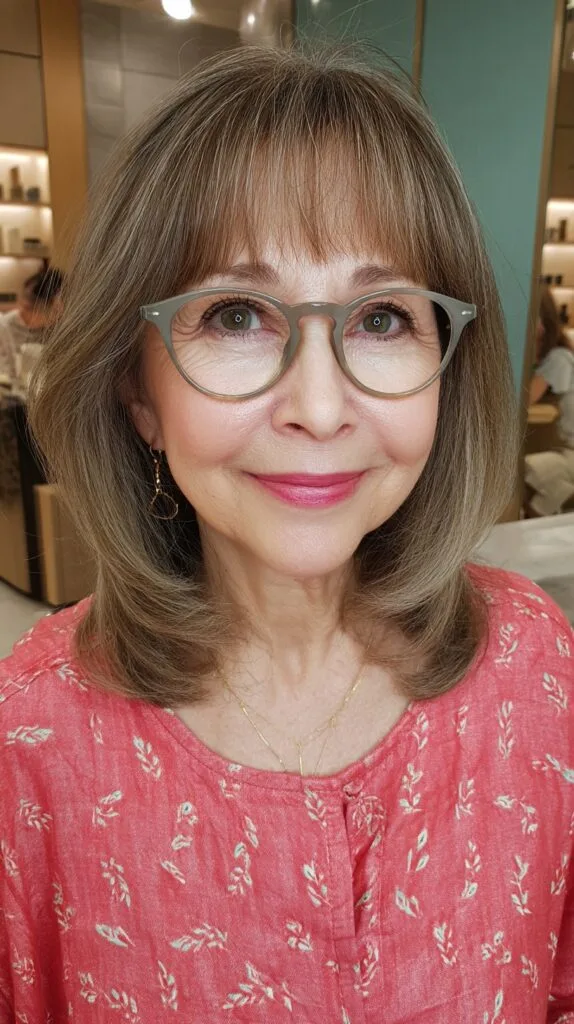 Effortlessly Elegant Silver Layered Bob with Fringe