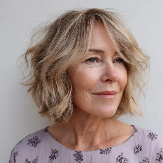 Effortlessly Textured Choppy Bob with Soft Waves