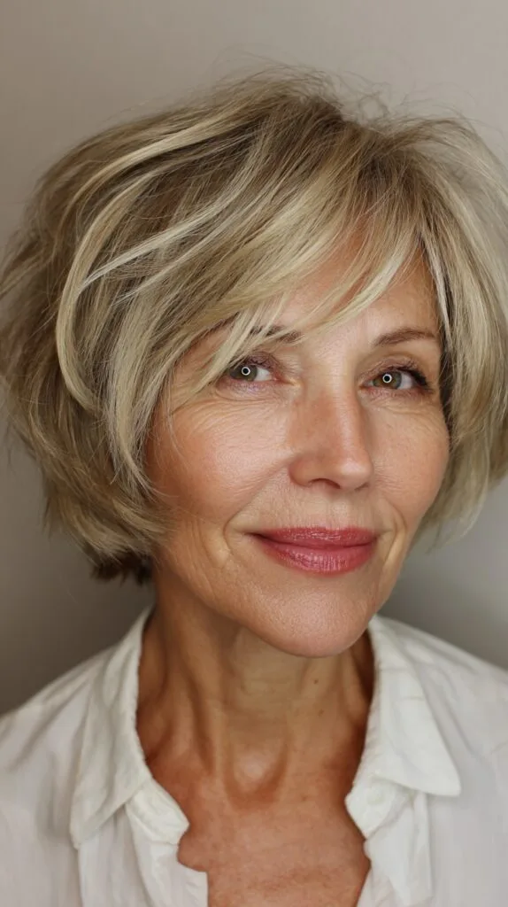 Elegant Ash Blonde Layered Tousle