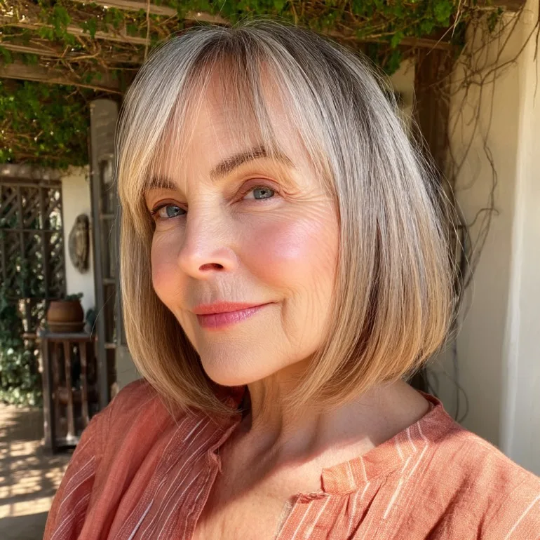 Elegant Blunt Bob with Soft Face-Framing Bangs