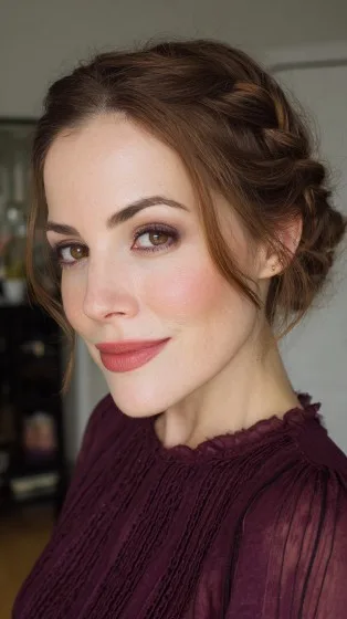 Elegant Braided Updo with Loose Tendrils