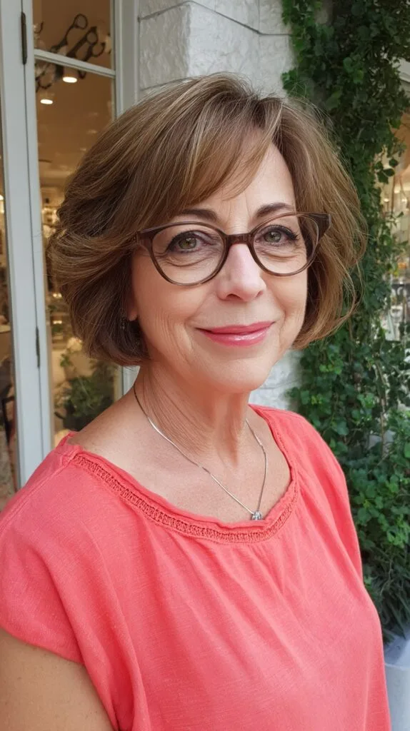 Elegant Bronzed Chestnut Layers with Sleek Frames