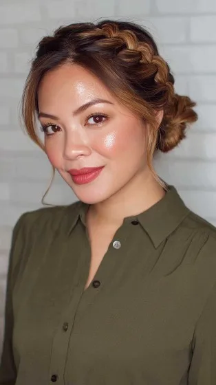 Elegant Crown Braid with Low Bun