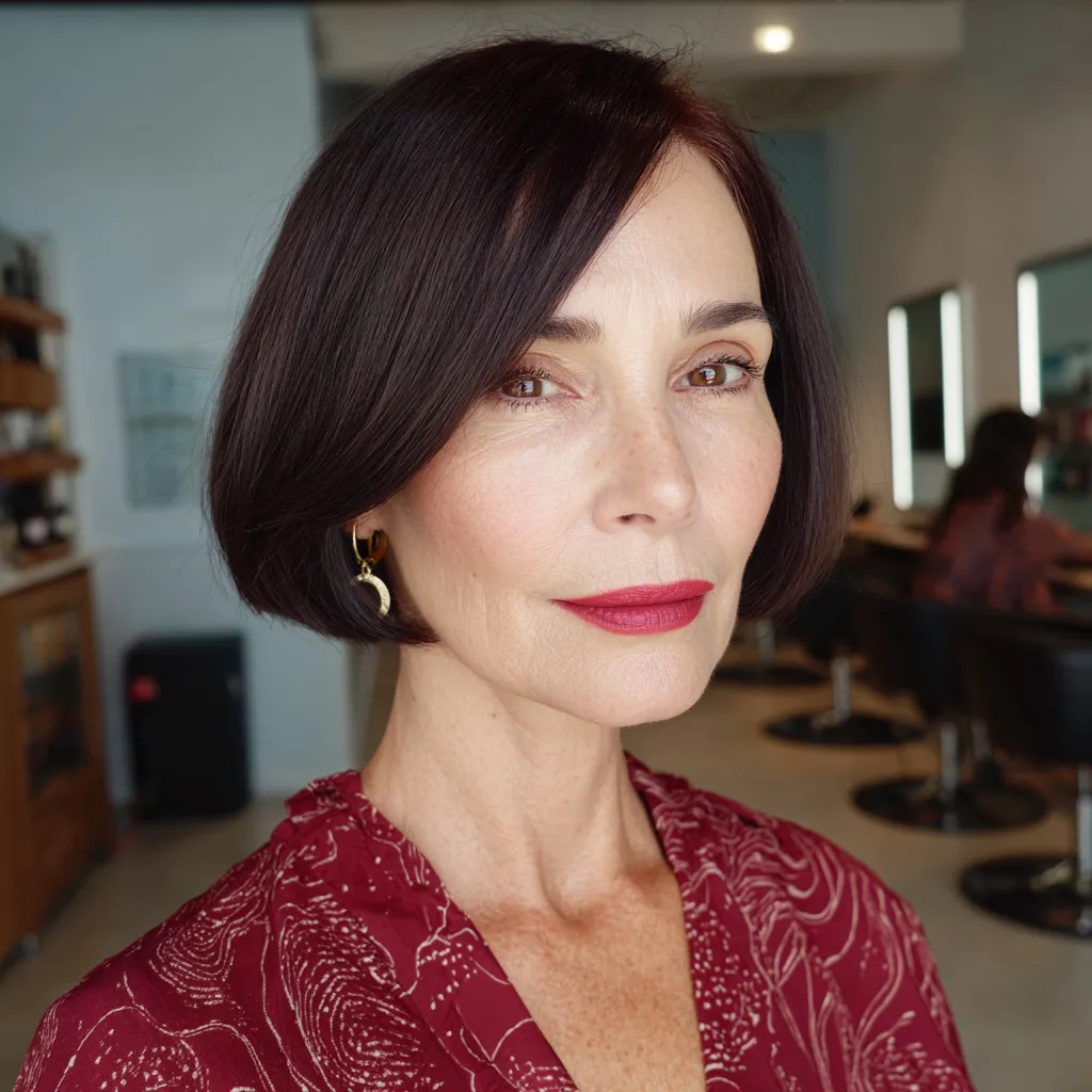 Elegant Dark Brown Bob with Subtle Textured Layers