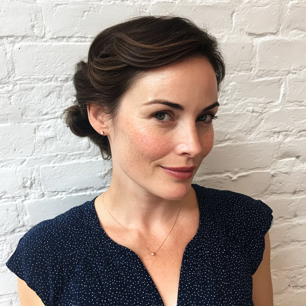 Elegant Dark Brown Vintage Updo with Soft Waves