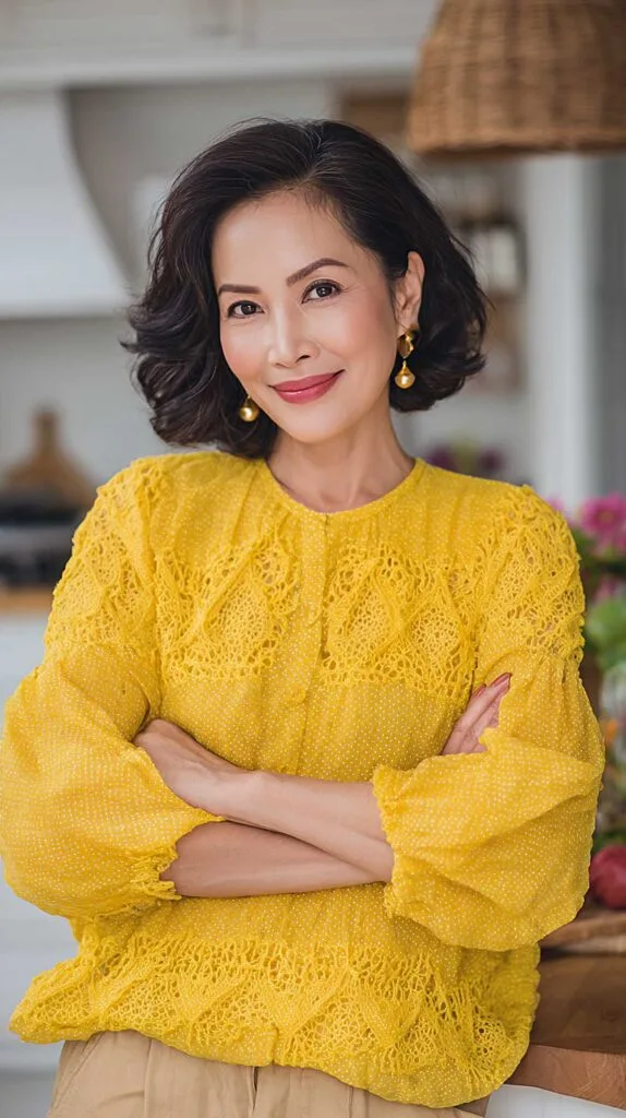 Elegant Dark Wavy Bob with Natural Body