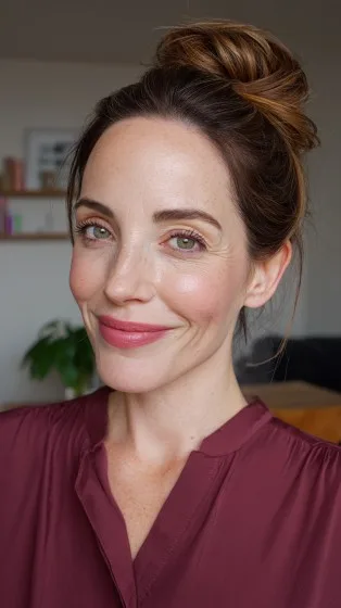 Elegant High Bun with Soft Face-Framing Strands