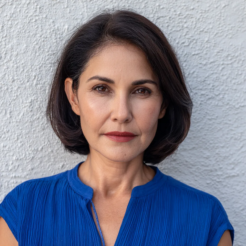 Elegant Layered Dark Brown Lob with Soft Face-Framing Layers