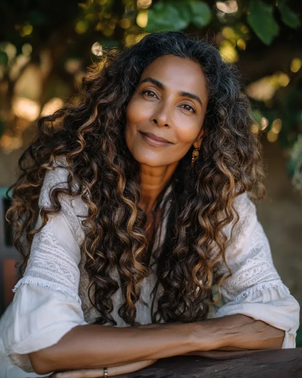 Elegant Long Curly Layers with Natural Shine