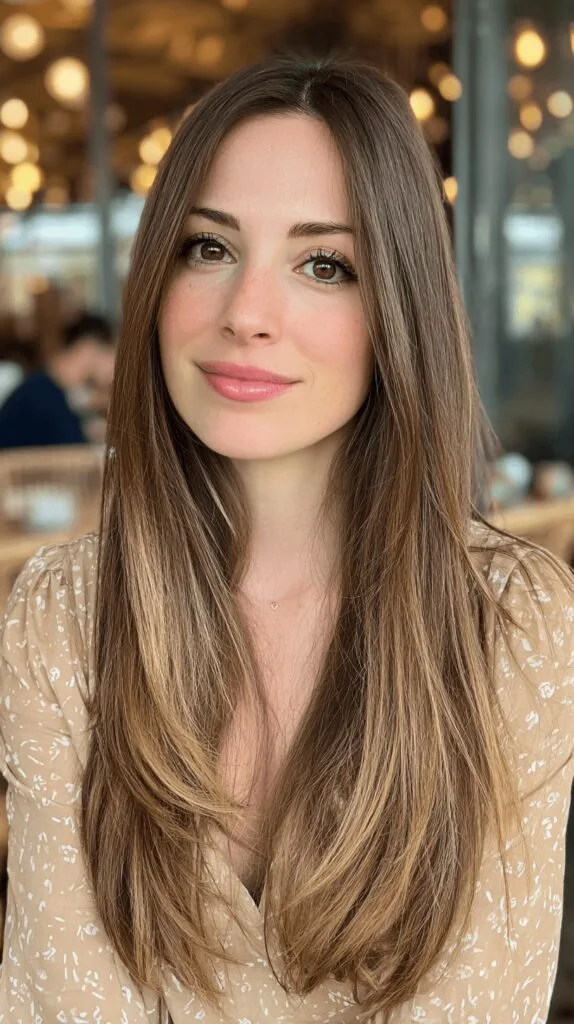 Elegant Long Layered Cut with Sun-Kissed Highlights