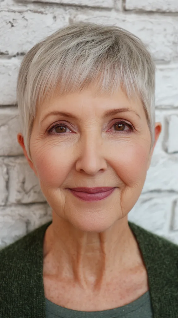 Elegant Silver Pixie Cut with Textured Layers