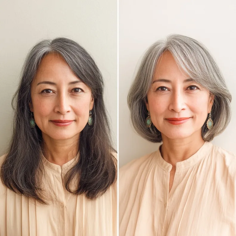 Elegant Silvery Layered Bob