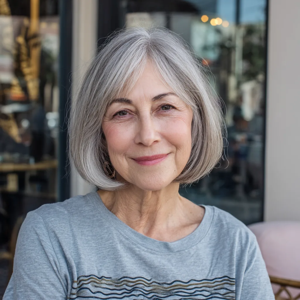 Elegant Soft Gray Bob with Subtle Layers