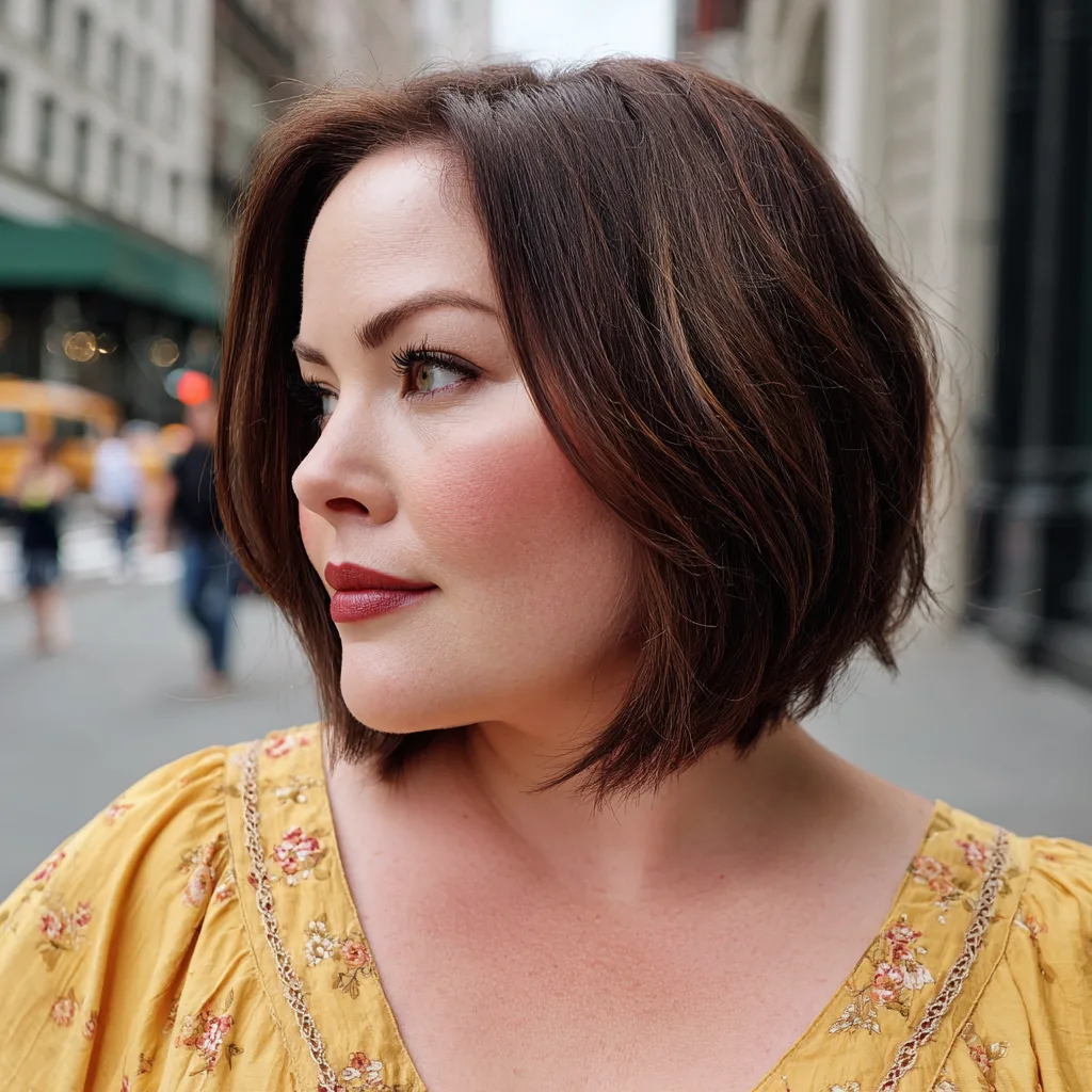 Elegant Textured Angular Bob with Warm Tones