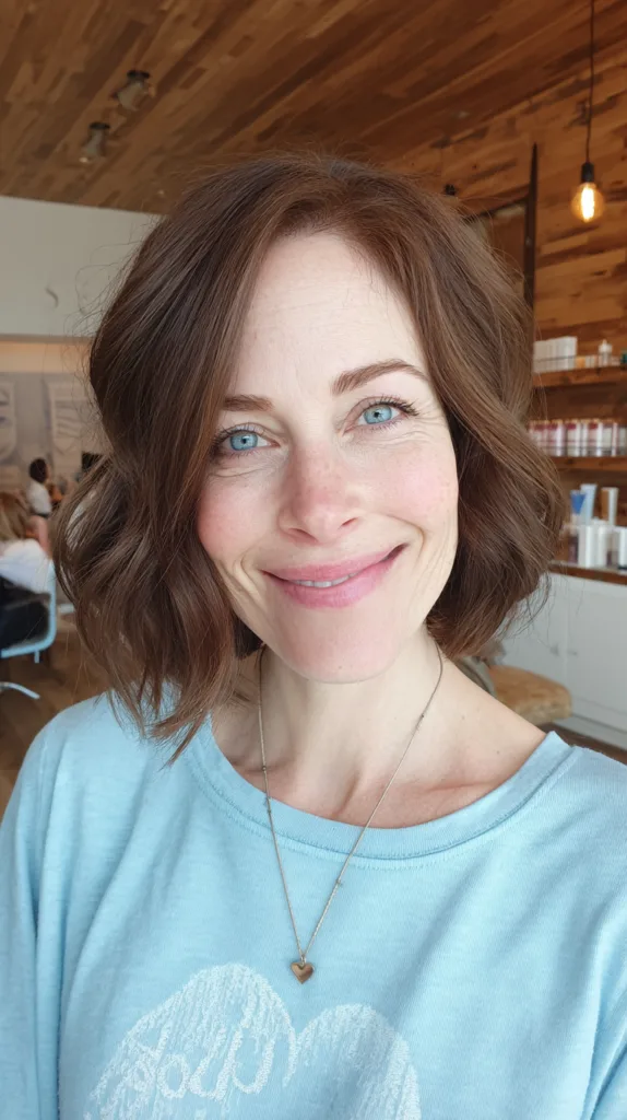 Elegant Wavy Chin-Length Bob with Soft Layers