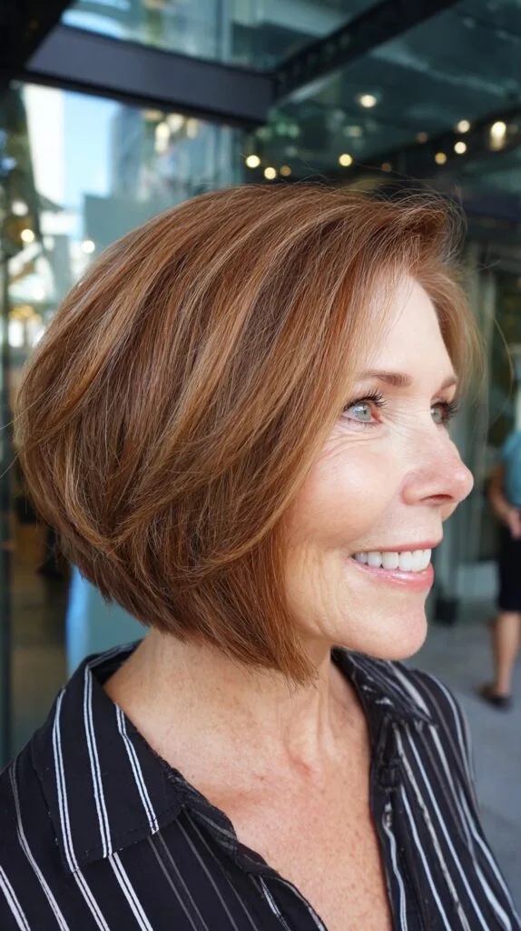 Feathered Angled Chin-Length Bob with Soft Internal Graduation