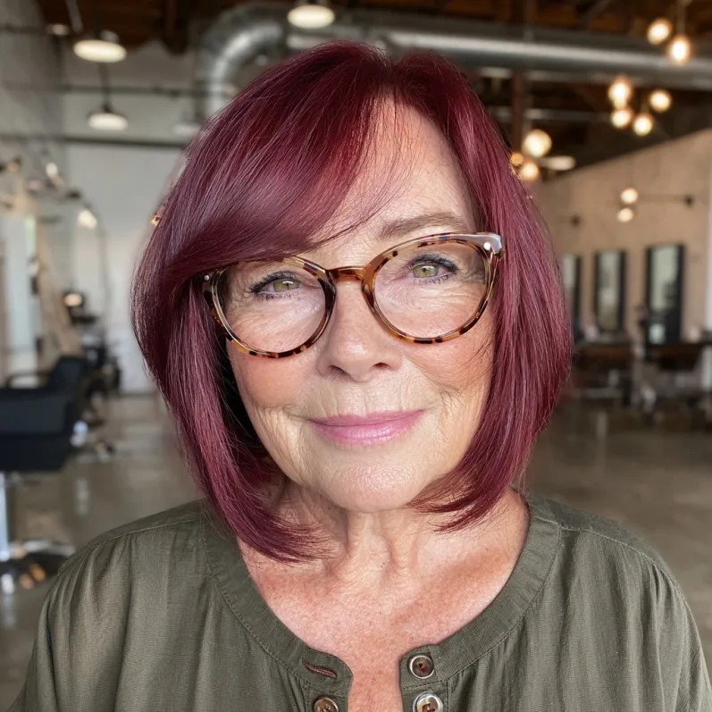 Flattering Red Bob with Soft Face-Framing Layers