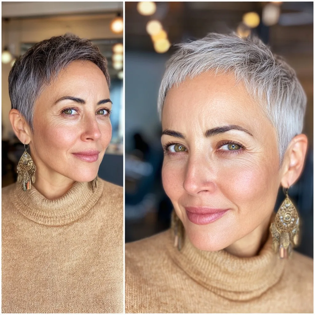 Fresh Silver Pixie Cut with Soft Texture