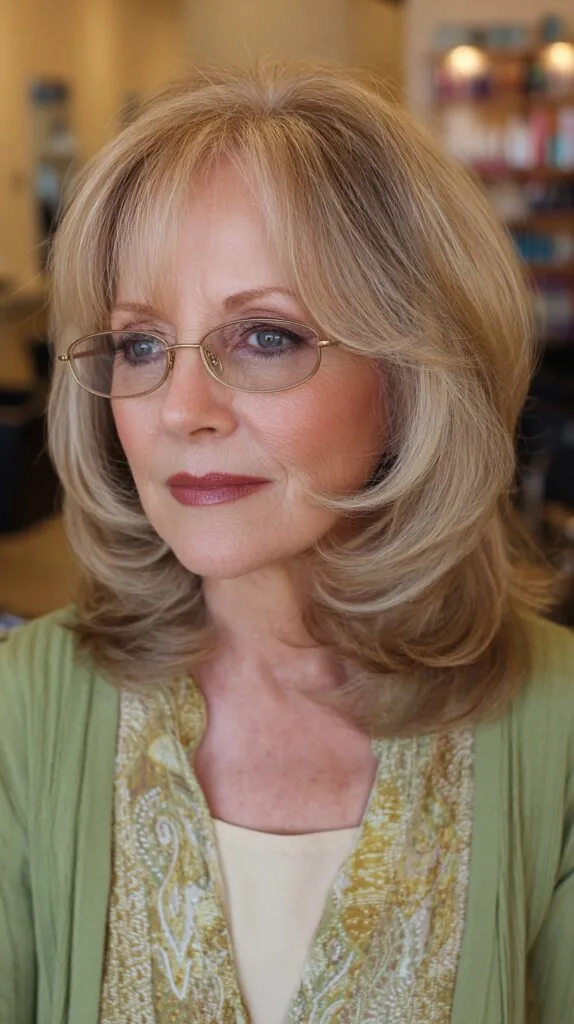 Golden Sandy Layers with Soft Curls for Mature Beauties