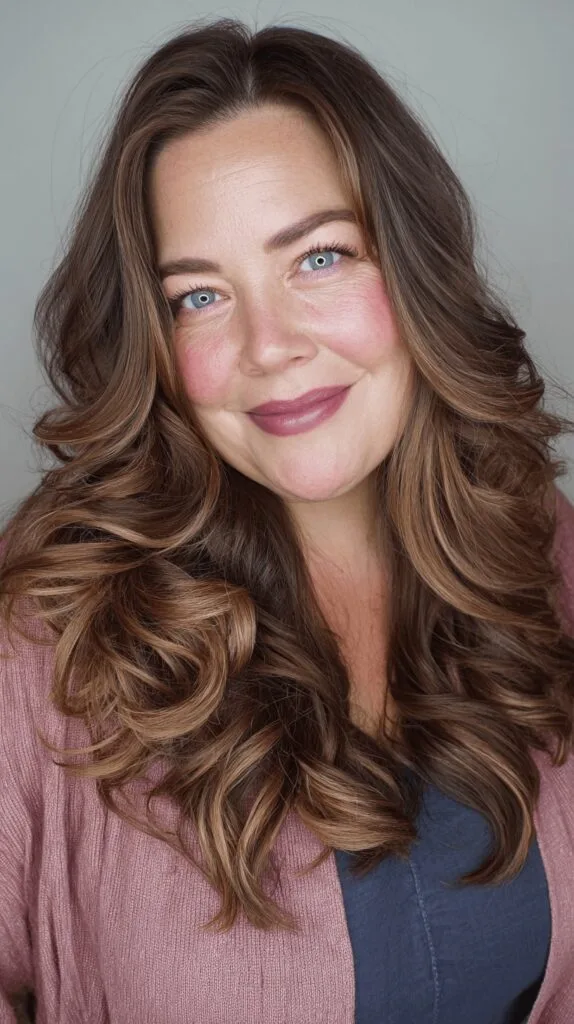 Gorgeous Long Layered Waves with Warm Highlights