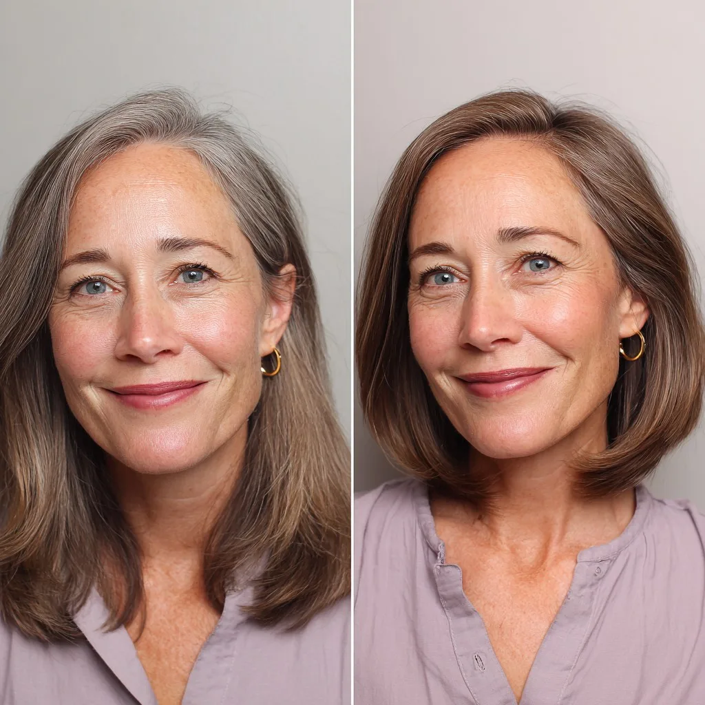 Graceful Grey Mid-Length Cut with Gentle Layers