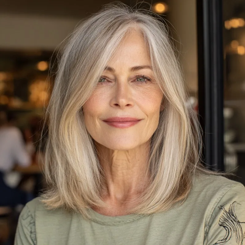 Graceful Mid-Length Blonde Layers with Soft Face-Framing Highlights