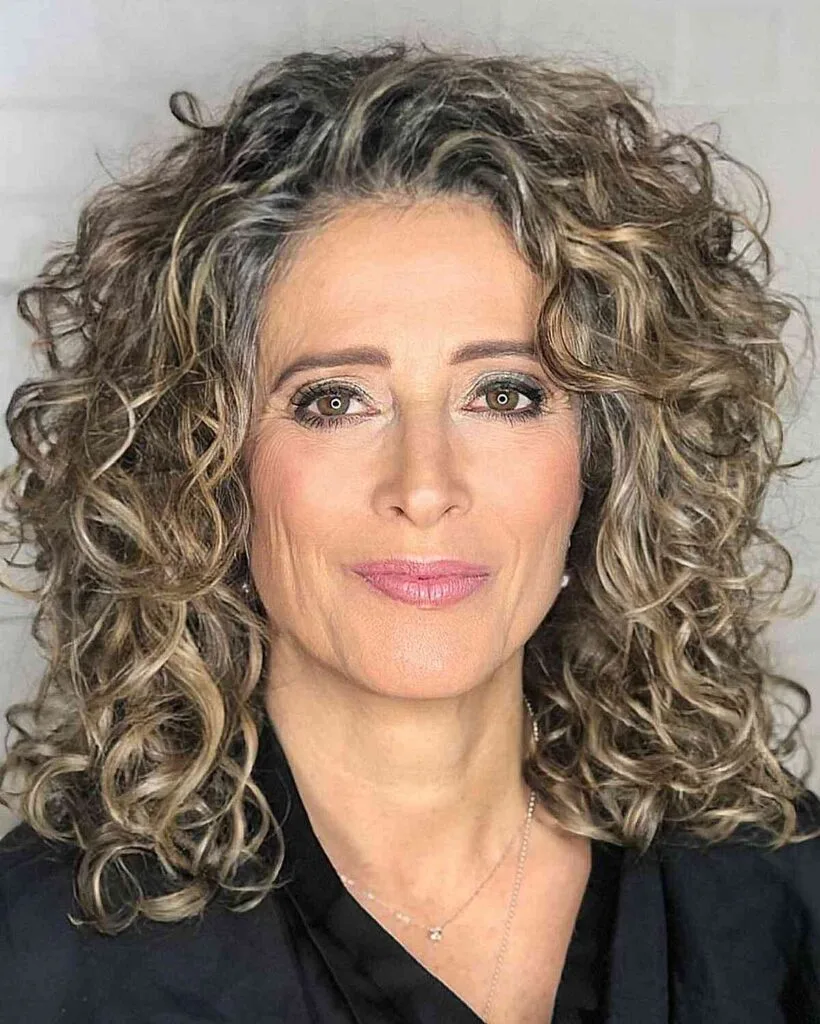 Honey Blonde Balayage Highlights for 50-year-olds with Thick Hair