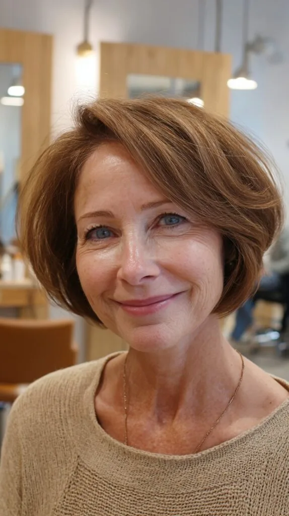 Italian Layered Rounded Bob with Face-Framing Sweep