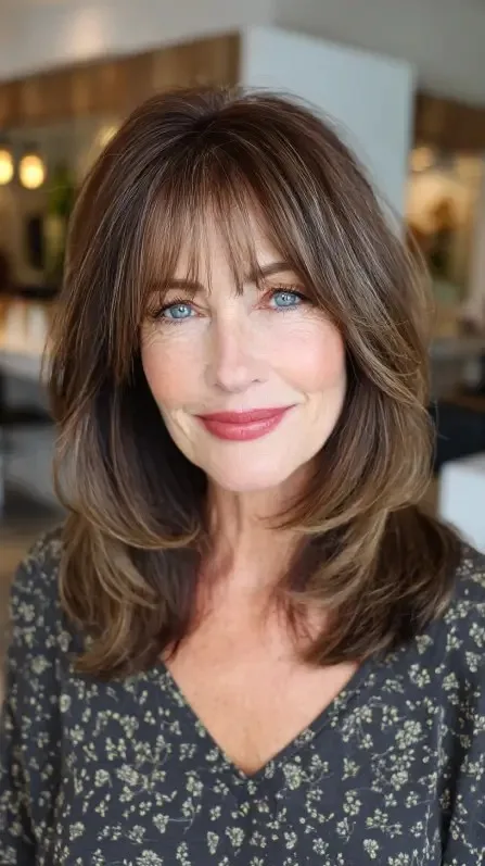 Layered Face-Framing Cut with Soft Bangs