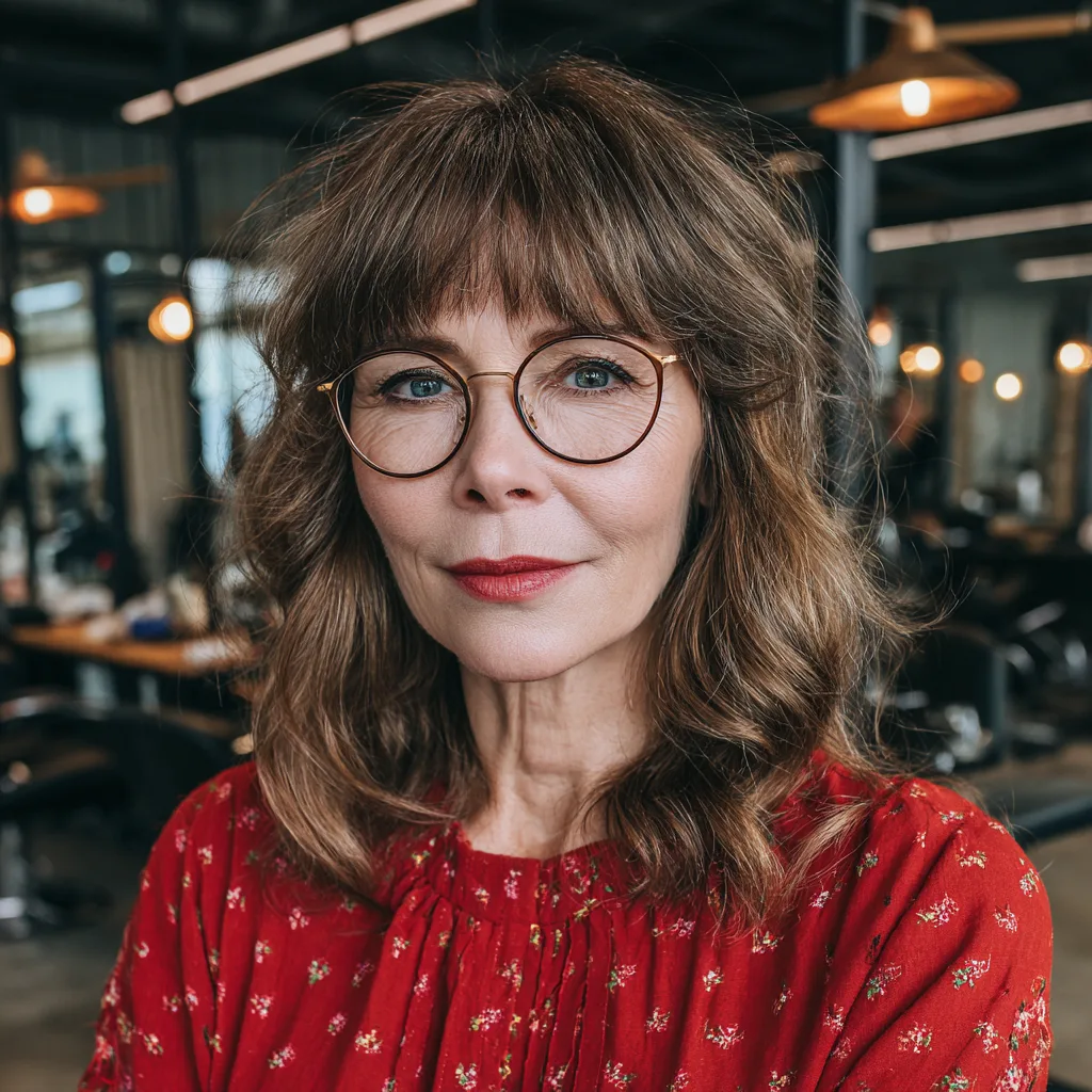 Layered Lob with Soft Fringe and Natural Curls