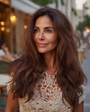 Long Layered Hair with Natural Volume and Soft Texture