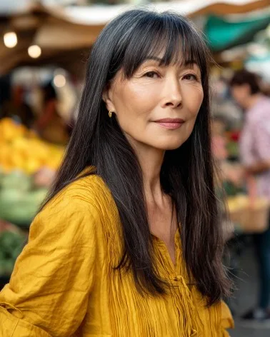 Long Sleek Hair with Gentle Bangs