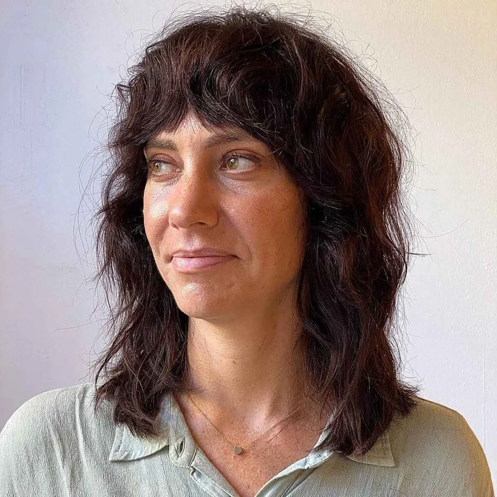 Medium-Length Shag Cut with Fringed Bangs