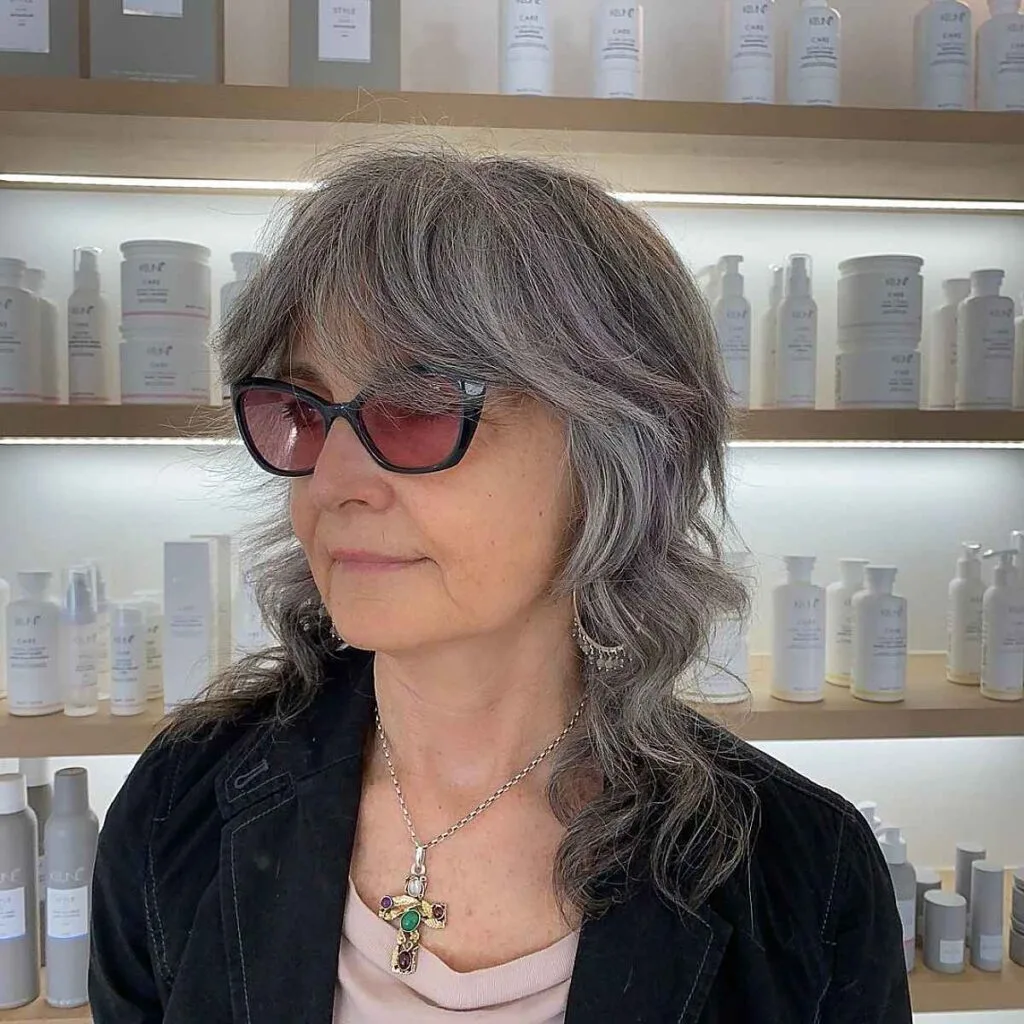Medium-Length Shag for 60-year-old women
