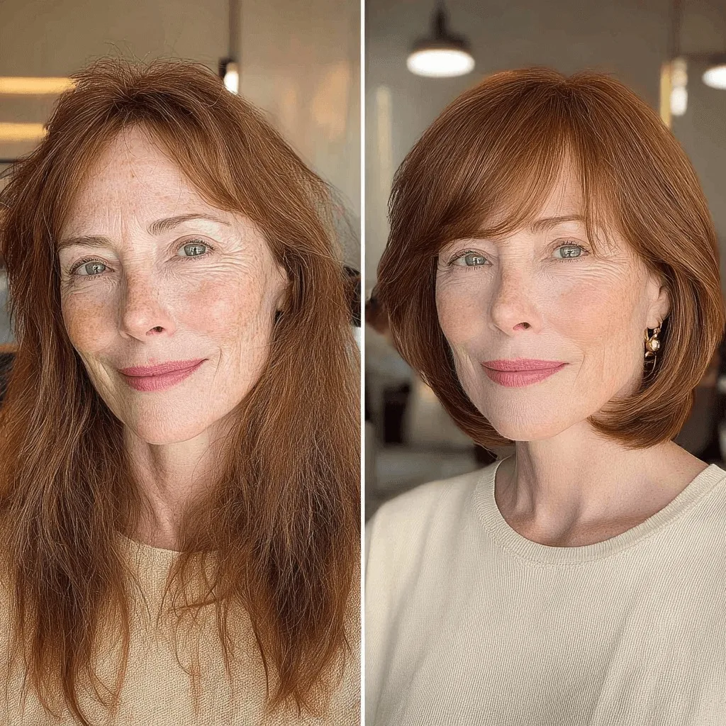 Modern Copper Pageboy Bob with Soft Layers