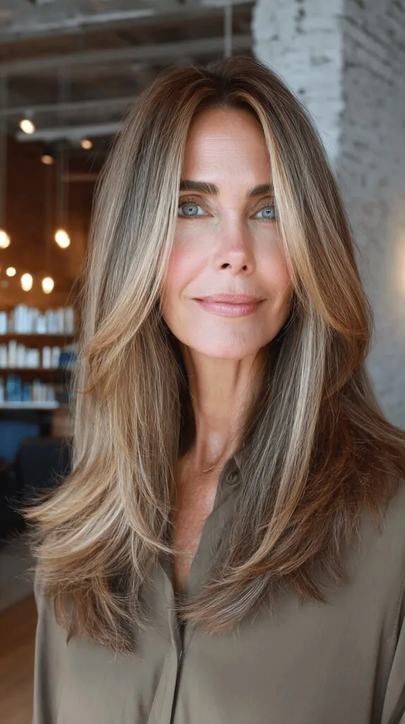 Modern Long Layers with Sassy Blonde Highlights