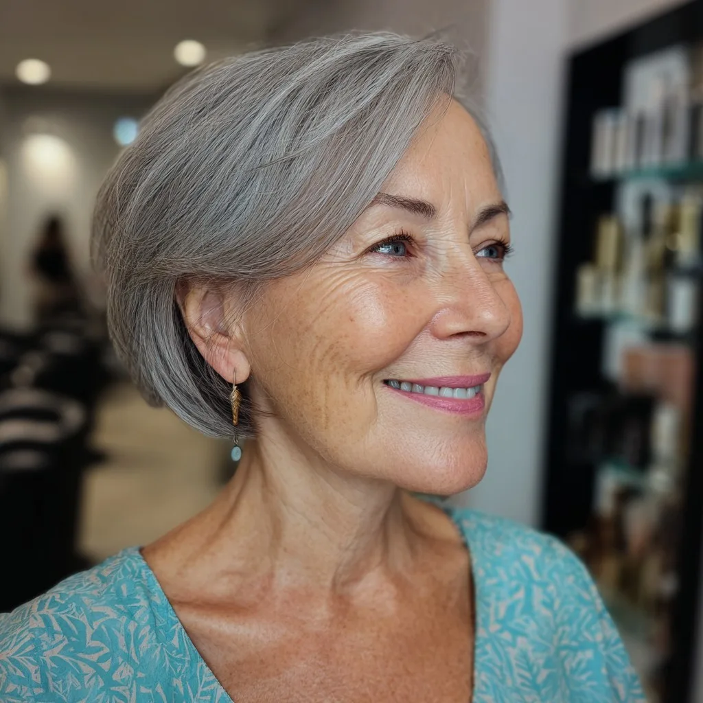 Modern Soft Silver A-Line Bob with Gentle Movement